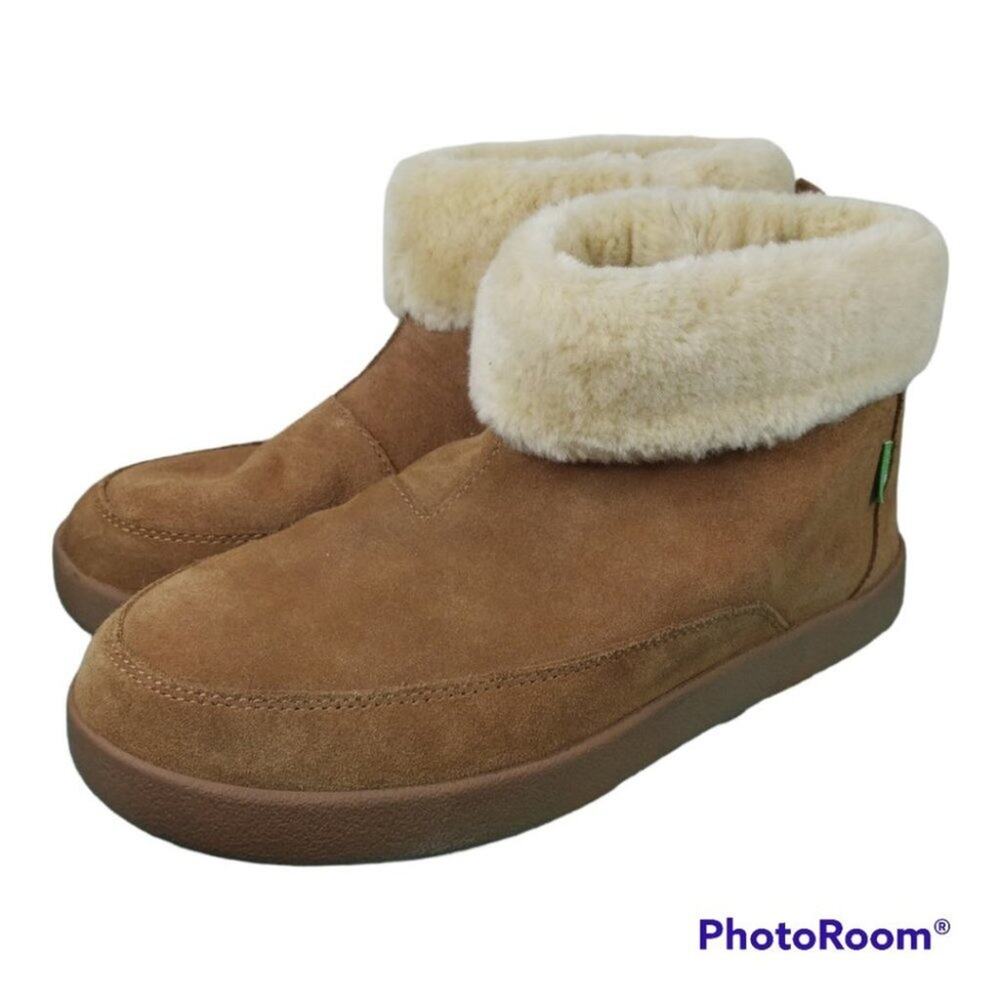 Women Sanuk Winter Bootie Suede Chestnut Size 7